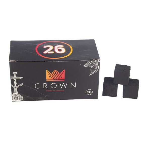 Уголь для кальяна кокосовый Crown 26х26мм, 16шт